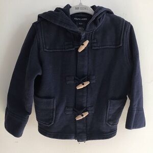 Ralph Lauren black label child’s 100% cotton  hooded, zip and toggle 3T jacket.